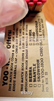 1958 Yoo-Hoo Mickey Mantle FULL UNUSED Matchbook. Vintage Super Rare