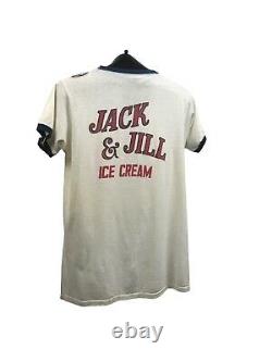 1960s Ringer Shirt / 60s Rare Novelty Graphics Jack & Jill Ice Cream T-shirt / L