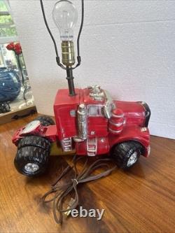 1970s Super Rare Vintage Heavy Chalkware Carnival Big Rig Truck Man Cave Lamp