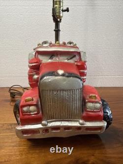1970s Super Rare Vintage Heavy Chalkware Carnival Big Rig Truck Man Cave Lamp
