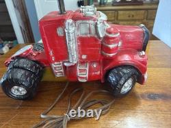 1970s Super Rare Vintage Heavy Chalkware Carnival Big Rig Truck Man Cave Lamp