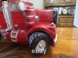 1970s Super Rare Vintage Heavy Chalkware Carnival Big Rig Truck Man Cave Lamp