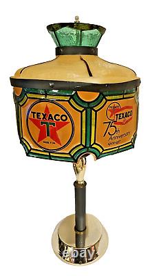 1977 TEXACO Lamp Stained Glass Table Light Super rare Vintage