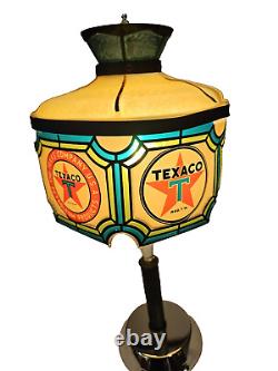 1977 TEXACO Lamp Stained Glass Table Light Super rare Vintage