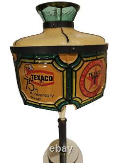 1977 TEXACO Lamp Stained Glass Table Light Super rare Vintage