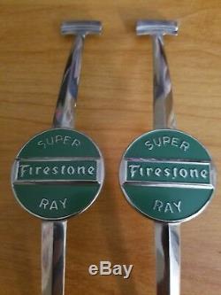 2 SUPER RAY FIRESTONE METAL LIGHT STRAPS BANDS 1930-1940s VINTAGE CAR-RARE