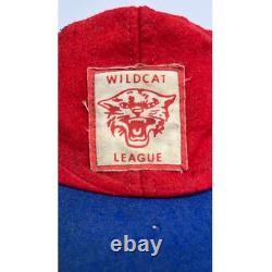 70s Super Rare Vintage Wildcat League Wool Baseball Cap Red & Blue Medium