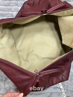 80s Vintage Longchamp Large Leather Duffle Bag Super Rare Dark Wine Color
