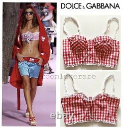 AUTH RARE! Vintage! D&G Dolce&Gabbana Cotton Corset Bra Top check Sexy NTF