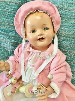 Antique 1928 SUPER RARE Huge Vintage 28 Effanbee Lovums Composition Baby Doll