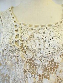 Antique Edwardian Irish Crochet Lace Blouse Early 1900s Ivory 38 Bust Rare