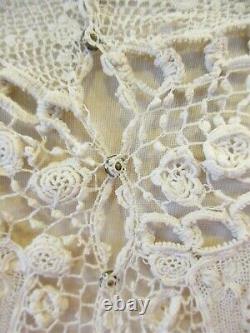 Antique Edwardian Irish Crochet Lace Blouse Early 1900s Ivory 38 Bust Rare