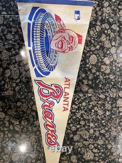 Atlanta Braves Pennant Super Rare Logo withold Stadium Banner Vintage 1960s