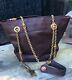Auth GUCCI Vintage Wine Red Leather Chain /Bucket Shoulder Bag Super Rare