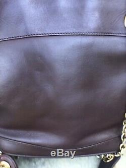 Auth GUCCI Vintage Wine Red Leather Chain /Bucket Shoulder Bag Super Rare