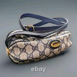 Auth Super RARE Vintage Gucci Cylinder Crossbody Navy Shoulder Bag With Dustbag