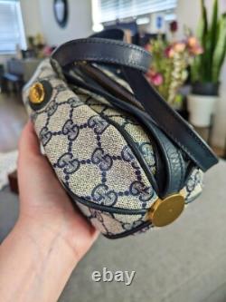 Auth Super RARE Vintage Gucci Cylinder Crossbody Navy Shoulder Bag With Dustbag