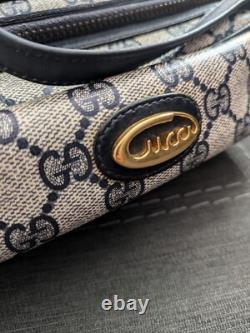Auth Super RARE Vintage Gucci Cylinder Crossbody Navy Shoulder Bag With Dustbag