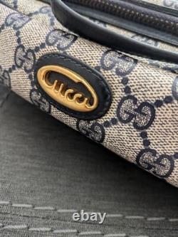 Auth Super RARE Vintage Gucci Cylinder Crossbody Navy Shoulder Bag With Dustbag