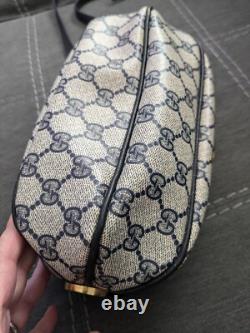 Auth Super RARE Vintage Gucci Cylinder Crossbody Navy Shoulder Bag With Dustbag