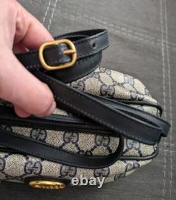 Auth Super RARE Vintage Gucci Cylinder Crossbody Navy Shoulder Bag With Dustbag