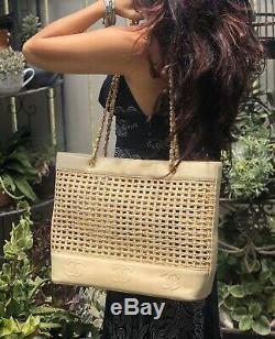 Authentic Chanel Vintage Woven/Wicker Trip Luco Tote BagSuper Rare