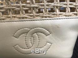 Authentic Chanel Vintage Woven/Wicker Trip Luco Tote BagSuper Rare