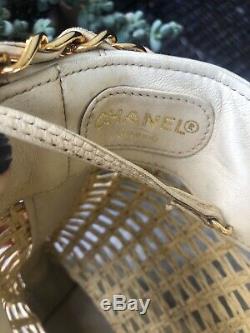 Authentic Chanel Vintage Woven/Wicker Trip Luco Tote BagSuper Rare