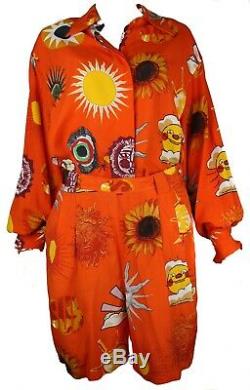 Authentic MOSCHINO JEANS Vintage Rare 90s Sun Print Shirt Shorts Ensemble IT44 M