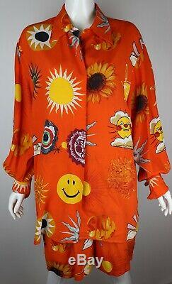 Authentic MOSCHINO JEANS Vintage Rare 90s Sun Print Shirt Shorts Ensemble IT44 M