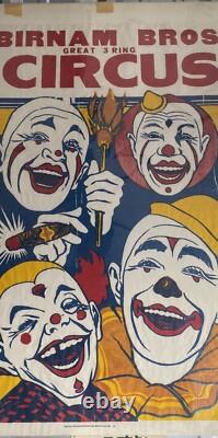 BIRNAM BROS 3 Ring Circus-4 Clown Poster 42x28 Super Rare Vintage Poster