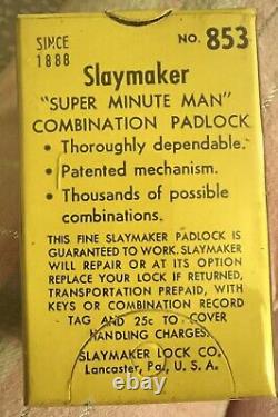 BOX OF 6. RARE Vintage Slaymaker'Super Minute Man' Combination Padlocks with Tags