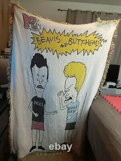Beavis and Butthead MTV Butt-Head Knit Blanket SUPER RARE- Vintage 1996
