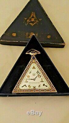 COLLECTIBLE ANTIQUE MASONIC POCKET TEMPOR WATCH Ca 1910 WORKING SUPER RARE