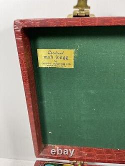 Cardinal MAH JONGG RARE Vintage Set 162 tiles 5 RACKS WithRED CASE SUPER NICE SET