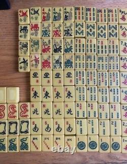 Cardinal MAH JONGG RARE Vintage Set 162 tiles 5 RACKS WithRED CASE SUPER NICE SET