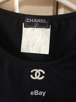 Chanel 90s Vintage CC Logo Black Sport Crop Top Rare