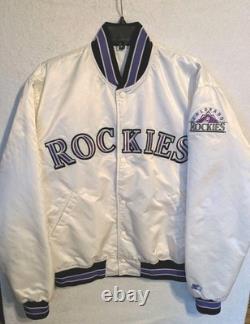 Colorado Rockies Starter Jacket Vintage Large MLB Super Rare White Spellout