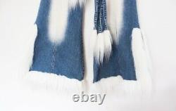 Crest Vintage 00's Super RARE NWT Fur Y2K Bleached Wide Leg Low Rise Jeans