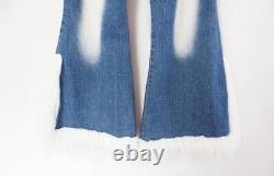 Crest Vintage 00's Super RARE NWT Fur Y2K Bleached Wide Leg Low Rise Jeans