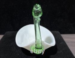 Duncan Miller Super Rare Milk Glass Swan Green Neck Head Htf Vintage Pall Mall