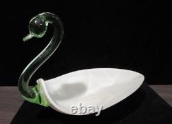 Duncan Miller Super Rare Milk Glass Swan Green Neck Head Htf Vintage Pall Mall
