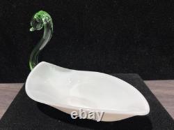Duncan Miller Super Rare Milk Glass Swan Green Neck Head Htf Vintage Pall Mall