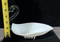 Duncan Miller Super Rare Milk Glass Swan Green Neck Head Htf Vintage Pall Mall
