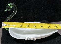 Duncan Miller Super Rare Milk Glass Swan Green Neck Head Htf Vintage Pall Mall