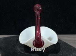 Duncan & Miller Super Rare Milk Glass Swan Ruby Neck Head Htf Vintage Pall Mall