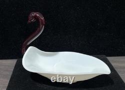 Duncan & Miller Super Rare Milk Glass Swan Ruby Neck Head Htf Vintage Pall Mall