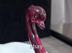 Duncan & Miller Super Rare Milk Glass Swan Ruby Neck Head Htf Vintage Pall Mall