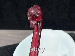Duncan & Miller Super Rare Milk Glass Swan Ruby Neck Head Htf Vintage Pall Mall