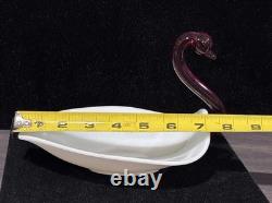Duncan & Miller Super Rare Milk Glass Swan Ruby Neck Head Htf Vintage Pall Mall
